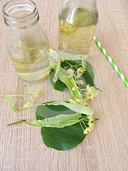 Lemonade with fresh tilia flowers