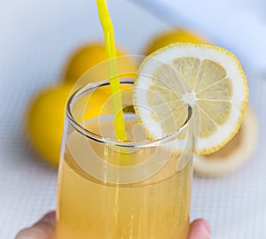 Lemonade Glass Indicates Beverage Refreshing And Tropical