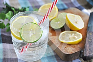 Lemonade glass with red straw