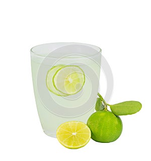 Lemonade in glass on white