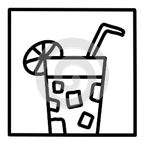 Lemonade hand drawn vector icon doodle logo in cartoon style black white contrast