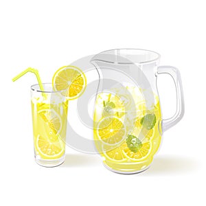 Lemonade in a Jug and a Glass photo