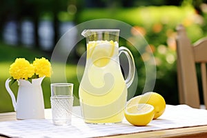 lemonade jug on an outdoor summer table
