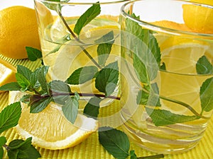 Lemonade with lemon and peppermint