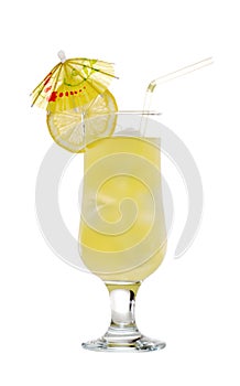 Lemonade with lemon and an umbrella