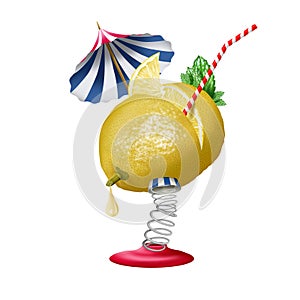 Concept graphic illustration of a mint lemonade drink on a white background photo