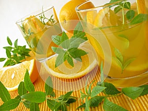 Lemonade with oranges and lemon verbena