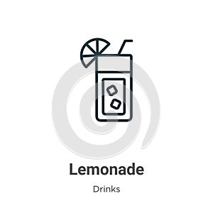 Lemonade outline vector icon. Thin line black lemonade icon, flat vector simple element illustration from editable drinks concept