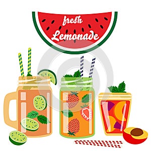 Lemonade series with flat style mason jars.