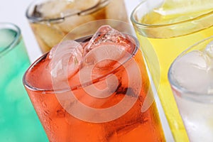 Lemonade soda drinks in glasses