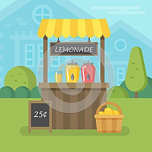 Lemonade stand flat illustration