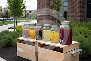lemonade stand with a variety of flavors, including custom blends and garnishes