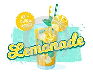 Lemonade - vector illustration. Retro banner
