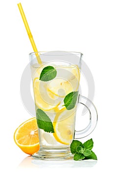 Lemonade, water with lemon photo