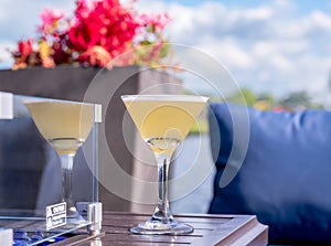 Lemondrop Martini on a Restaurant Patio Outside