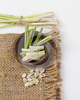 Lemongrass Cymbopogon citratus is a member of the grass tribe that is used as a kitchen spice to scent food.