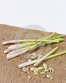 Lemongrass Cymbopogon citratus is a member of the grass tribe that is used as a kitchen spice to scent food.