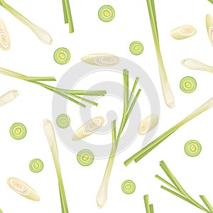 Lemongrass seamless pattern. Spices background.