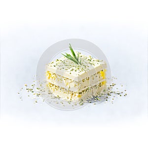 Lemongrass white chocolate studded with dried lemongrass breaking apart and releasing a fresh citrusy mist