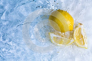 Lemons in cool refreshing water