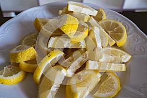 Lemons cut into slices to put in drinks