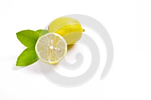 Lemons displayed on a white background