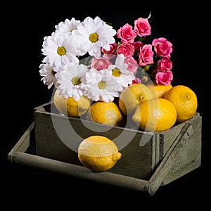 Lemons with flowers