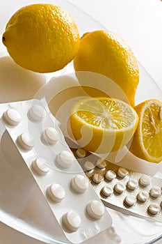 Lemons and flu pills - grippe remedy photo