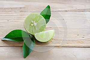 Lemons with green leaf