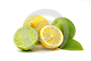 Lemons and green limes photo