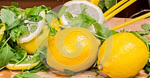 Lemons and green salad