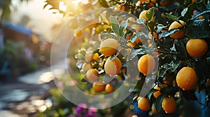 Lemons Hanging on a Lemon tree