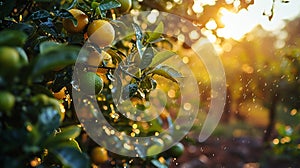 Lemons Hanging on a Lemon tree