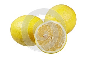 Lemons isolated on a white background with copy space