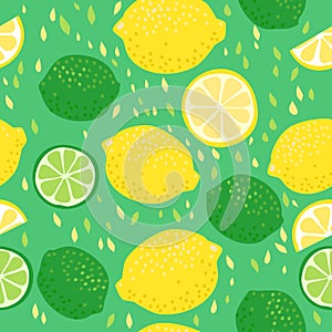 Lemons and Limes Seamless Pattern