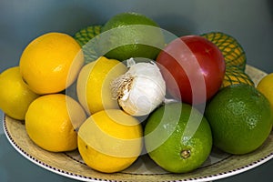 Lemons Limes Tomato Garlic Bowl net