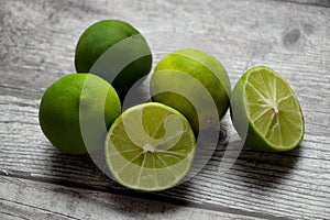 lemons on a rustic table photo