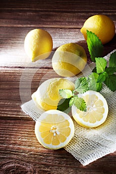 Lemons on a rustic wooden table