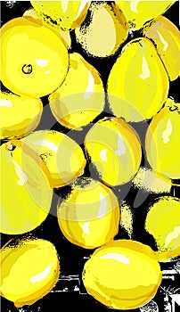 Lemons texture yellow watercolor vector vintage styles
