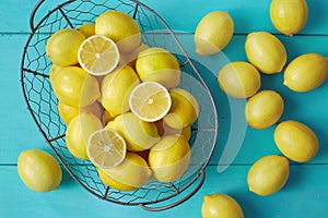 Lemons in a Wire Basket