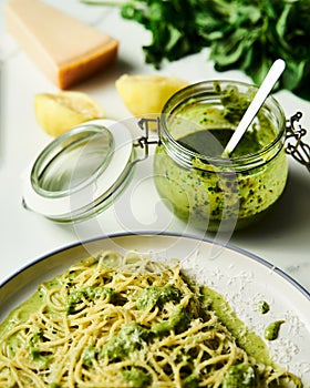 Lemony Bliss Pasta: A Vibrant Delight of Linguine with Zesty Lemon Pesto, Bursting with Fresh Flavors