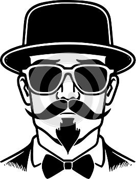 Lemur - black and white vector illustration