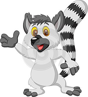 Lemur cartoon waving hand