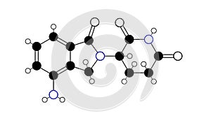 lenalidomide molecule, structural chemical formula, ball-and-stick model, isolated image immunomodulatory agents