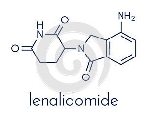 Lenalidomide multiple myeloma drug molecule. Skeletal formula.