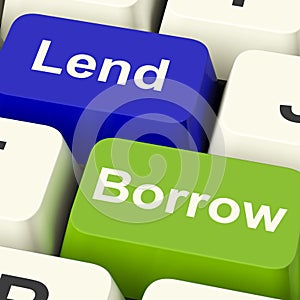 Lend And Borrow Keys Showing Borrowing Or Lending On The Internet photo