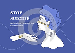 Lend helping hand to broken. Scars girl. World Suicide Prevention Day