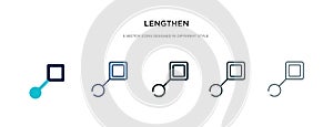 Lengthen icon in different style vector illustration. two colored and black lengthen vector icons designed in filled, outline, photo