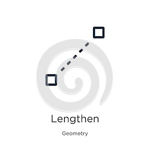 Lengthen icon. Thin linear lengthen outline icon isolated on white background from geometry collection. Line vector lengthen sign