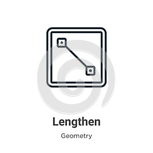 Lengthen outline vector icon. Thin line black lengthen icon, flat vector simple element illustration from editable geometry photo